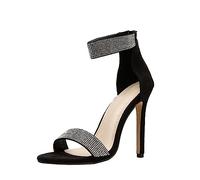 Sandalias Mujer Tacon Fino de Vestir Sandalias Verano Sexy Cierre de Hebilla Sandalia Fiesta Elegantes Plataforma sandalia Comodas Negras Plateadas Punta Abierta Zapatos High Heels Para Boda Novia