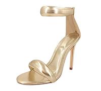 Sandalias Mujer Tacon Fino Verano Sandalia Fiesta Sexy Cierre de Hebilla Sandalias de Vestir Elegantes con Cordones sandalia Comodas Brillo Dorada Moda Zapatos Punta Abierta Para Boda Pole Dance 2025