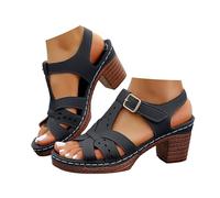 Sandalias Mujer Tacón Sandalias Tacón Mujer Sandalia Cómoda Sandalia Verano Con Correa De Tobillo De Tobillo Grueso De Tacón Pescado Boca Tacones Altos Con Cordones Verano Zapatos Verano, Le Noir A