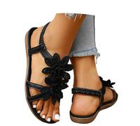 Sandalias Mujer Tacon Zapatos Elegantes Don Algodon Atadas Al Tobillo De Goma Eva Tacón Bailarinas Barefoot Bajas Cerradas Vestir Comodas Planas Caminar Planos Deportivas Para Andar,Black,Negro,43
