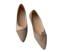 Sandalias Mujer Verano 2019 SHOBDW Sandalias de Vestir Color De Empalme Zapatos Planos Bailarina De Punta Plana Para Mujer Zapatos De Meter(Caqui,EU38)