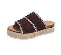 Sandalias Mujer Verano 2026 Sandalia Cuña Comoda Zapatillas de Mujer Para Primavera Verano Y Otoño Con Una Sola Palabra Con de Pez Para Uso Sandalias Esparto Cuña Chanclas (Brown 36)