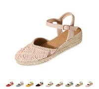 Sandalias Mujer Verano Alpargatas Con Cuñas De Esparto Pala Cerrada Yute Cierre De Hebilla Zapatos Comodos Vestir Casual Alpargatas Cuna Baja Con Plataforma Ligera Ideal Para Flor Boda Fiesta Novia