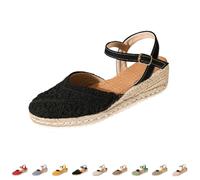 Sandalias Mujer Verano Alpargatas Con Cuñas De Esparto Pala Cerrada Yute Cierre De Hebilla Zapatos Comodos Vestir Casual Alpargatas Cuna Baja Con Plataforma Ligera Ideal Para Flor Boda Fiesta Novia