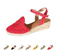 Sandalias Mujer Verano Alpargatas Con Cuñas De Esparto Pala Cerrada Yute Cierre De Hebilla Zapatos Comodos Vestir Casual Alpargatas Cuna Baja Con Plataforma Ligera Ideal Para Flor Boda Fiesta Novia