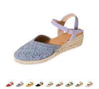 Sandalias Mujer Verano Alpargatas Con Cuñas De Esparto Pala Cerrada Yute Cierre De Hebilla Zapatos Comodos Vestir Casual Alpargatas Cuna Baja Con Plataforma Ligera Ideal Para Flor Boda Fiesta Novia
