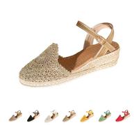 Sandalias Mujer Verano Alpargatas Con Cuñas De Esparto Pala Cerrada Yute Cierre De Hebilla Zapatos Comodos Vestir Casual Alpargatas Cuna Baja Con Plataforma Ligera Ideal Para Flor Boda Fiesta Novia