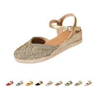 Sandalias Mujer Verano Alpargatas Con Cuñas De Esparto Pala Cerrada Yute Cierre De Hebilla Zapatos Comodos Vestir Casual Alpargatas Cuna Baja Con Plataforma Ligera Ideal Para Flor Boda Fiesta Novia