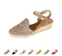 Sandalias Mujer Verano Alpargatas Con Cuñas De Esparto Pala Cerrada Yute Cierre De Hebilla Zapatos Comodos Vestir Casual Alpargatas Cuna Baja Con Plataforma Ligera Ideal Para Flor Boda Fiesta Novia