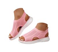 Sandalias Mujer Verano Cómodas Ortopédicas Punta Abierta Zapatos Lavables Casual Ligero Sandalia Antideslizante Transpirable Deportivo Zapatos de Cuña, 01a Rosa, 36 EU
