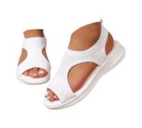 Sandalias Mujer Verano Cómodas Ortopédicas Punta Abierta Zapatos Lavables Casual Ligero Sandalia Antideslizante Transpirable Deportivo Zapatos de Cuña, 02a Blanco, 38 EU