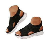 Sandalias Mujer Verano Cómodas Ortopédicas Punta Abierta Zapatos Lavables Casual Ligero Sandalia Antideslizante Transpirable Deportivo Zapatos de Cuña, 01a Negro, 36 EU