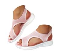 Sandalias Mujer Verano Cómodas Ortopédicas Punta Abierta Zapatos Lavables Casual Ligero Sandalia Antideslizante Transpirable Deportivo Zapatos de Cuña, 02a Rosa, 42 EU