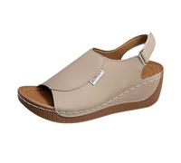Sandalias Mujer Verano Cómodas, Sandalias Ortopédicas Cuñas Mujer, Con Punta Abierta Peep Toe Suela Suave Antideslizante Brida Trasera Scratch Ajustable Zapatos Para Diario Caminar, beige, 43 EU