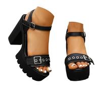 Sandalias mujer verano cómodas Sandalias tacón bloque para mujer con suela gruesa elástica hueca que mejora la cintura Bohemia Perla Cuero Zapatos Sandale Mujer tacón cuña para trabajo, Le Noir, 40.5