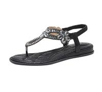 Sandalias Mujer Verano Cómodo Boheme Antideslizante Moda Punta Abierta Cuñas Plataforma Zapatillas Premium Elegantes Ancho Tobillo Elástico Zapatos Descontratados Sandals Beach, Negro , 42 EU