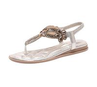Sandalias Mujer Verano Cómodo Boheme Antideslizante Moda Punta Abierta Cuñas Plataforma Zapatillas Premium Elegantes Ancho Tobillo Elástico Zapatos Descontratados Sandals Beach, dorado, 42 EU