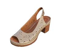 Sandalias Mujer Verano Cómodo Mulas de Cuero para Mujeres Regalo Sandalia Moda Punta Abierta Plataforma Zapatillas Ortopédicas Sandalia Venta Flash del Día y Saldos Zapatillas de Playa, A caqui, 42 EU