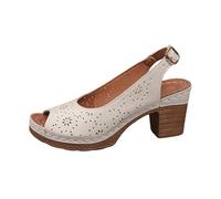 Sandalias Mujer Verano Cómodo Mulas de Cuero para Mujeres Regalo Sandalia Moda Punta Abierta Plataforma Zapatillas Ortopédicas Sandalia Venta Flash del Día y Saldos Zapatillas de Playa, C Beige, 37 EU