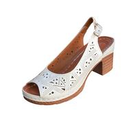 Sandalias Mujer Verano Cómodo Mulas de Cuero para Mujeres Regalo Sandalia Moda Punta Abierta Plataforma Zapatillas Ortopédicas Sandalia Venta Flash del Día y Saldos Zapatillas de Playa, A blanco., 39