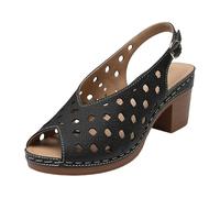 Sandalias Mujer Verano Cómodo Mulas de Cuero para Mujeres Regalo Sandalia Moda Punta Abierta Plataforma Zapatillas Ortopédicas Sandalia Venta Flash del Día y Saldos Zapatillas de Playa, B Negro, 41 EU