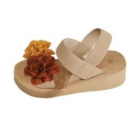 Sandalias Mujer Verano Cómodo Y Mulas Para Mujeres Ortopédico Punta Abierta Flores Zapatos Elásticos Antideslizante Transpirable Casual Playa Leger Boho Platform, naranja, 40 EU