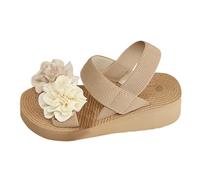 Sandalias Mujer Verano Cómodo Y Mulas Para Mujeres Ortopédico Punta Abierta Flores Zapatos Elásticos Antideslizante Transpirable Casual Playa Leger Boho Platform, beige, 41 EU
