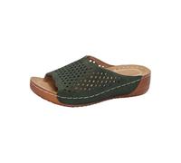 Sandalias Mujer Verano Cuña Chanclas Chica Sandalias de Playa Con Tacón Bajo Para Mujer Informales Huecas Con Cuñas Negras Verano Chanclas Cuña Piscina Goma (Green 39)