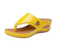 Sandalias Mujer Verano Cuña Zapatos Ancho Especial Women's Fashion Casual Summer Style Solid Color Fish Mouth Thick Bottom Slippers Sandalias Mujer Blancas Zapatos de Verano (Yellow 41)