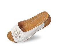 Sandalias Mujer Verano,Las Elegantes CuñAs De Punta Abierta Para Mujer Con Parte Superior De Cuero Y Pantuflas De Flores Son Zapatos CóModos Y Con Temperamento.