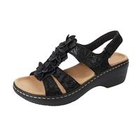 Sandalias Mujer Verano Ofertas,Sandalias Cuña Mujer Comodas y Elegantes Sandalia Ortopédicas con Decoración Floral Ligero Minimalismo Zapatos Punta Abierta Moda Fiesta Mules Verano Playa Caminar