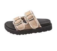 Sandalias Mujer Verano Planas | Doble Hebilla Ajustable Dorada | Suela de Corcho Memory Foam | Piel Sintética Muy Cómodas Camel Mules Sandalia Planas Pala Tipo Birkenstock Cómodas Mujer