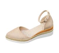 Sandalias Mujer Verano Plataforma cáñamo Cuña Alpargatas Sandalias Boca de pez Antideslizantes Ligero y Cómodo Damas Hebilla Zapatos Casual Roma Calzado Informal