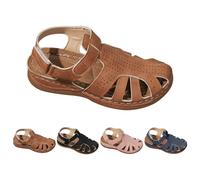 Sandalias Mujer Verano Plataforma Comodas Cerradas Sandalias De Vestir Elegantes Cuero Sandalia Romanas Punta Cerrada Hollow Out Ortopedicas Flexibles Zapatos Retro Planas Moda Boda Piscina Ofertas
