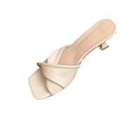 Sandalias Mujer Verano,Sandalia de Tacon para Mujer Diseno Moderno Comodo Chanclas con Tiras Cruzadas en La Pala Elegante Moda Mules de Verano Puntera Abierta Zapatos Casuales de Playa