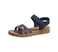 Sandalias Mujer Verano Sandalias cómodas de blanda para uso diario exteriores informales planas transpirables duraderas mujer (Navy, 41)