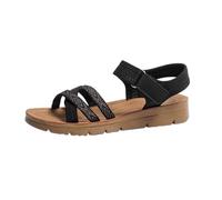 Sandalias Mujer Verano Sandalias cómodas de blanda para uso diario exteriores informales planas transpirables duraderas mujer (Black, 37)