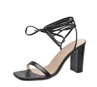 Sandalias Mujer Verano Sandalias De Tacón Mujer Para Vestidos Y Zapatos De Fiesta Con Tacón Peep Toe Zapatos Verano Cómodo Confort Verano Punta Abierta Tacones Altos Con Cordones Sandalia, Le Noir A