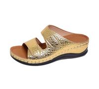 Sandalias Mujer Verano Sandalias de verano elegantes mules con puntera abierta y antideslizante para mujer (Gold, 38)