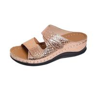 Sandalias Mujer Verano Sandalias de verano elegantes mules con puntera abierta y antideslizante para mujer (Rose Gold, 37)