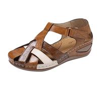 Sandalias Mujer Verano,Sandalias Deportivas Ortopédicas para Mujer Plataforma Sandalia de Cuña con Puntera Cerrada Zapatillas Comodas Moda Fiesta Zapatos Verano Chanclas Playa Caminar Senderismo