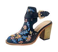Sandalias Mujer Verano Sandalias Mujer Tacón Para Vestidos Y Zapatos De Fiesta Pescado Boca Con Cordones De Tobillo Sandalia Peep Toe Confort Grueso Tacón Cómodo Verano Zapatos Verano, Le Noir A, 39