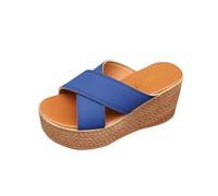Sandalias Mujer Verano,Sandalias Plataforma Mujer de Piel Sintética Moda Cruz Sandalia de Playa Minimalistas Chanclas Casuales Cómodas Tacones de Cuña Zapatillas para Playa Vacaciones