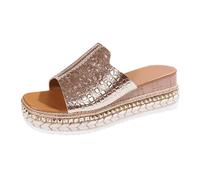 Sandalias Mulher Chanclas Mujer Cuña Playa Zapatillas de Mujer Para Primavera Verano Y Otoño Con Una Sola Palabra Con de Pez Para Uso Exterior Zapato Verano Sandalias (Rose Gold 42)