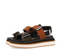 Sandalias Negras con Animal Print para Mujer Minneola