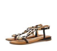 Sandalias Negras con Piedras Multicolor para Mujer MULION