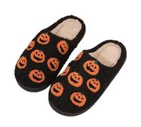 Sandalias Negras Para Mujeres Vestidas Zapatillas de Algodón con Patrón de Calabaza de Halloween para Hombres y Mujeres Zapatillas Cálidas y Cómodas para el Hogar Moda Zapato Verano Cómodo, Le Noir