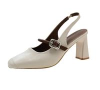 Sandalias Negras Tacon Zapato Verano Mujer Anchas Women'S Classic Heels Sandals Open Toe High Heel Zipper Back Platform Block Chunky Heels Dress Shoes Cuñas Negras Mujer Sandalia Verano (White 40)