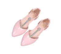 Sandalias Niña de Vestir,Sandalias Cerradas Elegantes de Punta Afilada para Niñas Moda Sencillas Zapatos Princesa de Tacón Bajo con Tira en T Cómoda Sandalia para Ocasiones Especiales 4-12 años