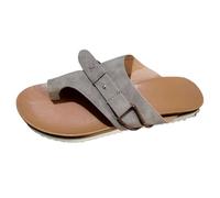Sandalias ortopédicas ajustables de cuña para mujer, con soporte de arco, puntera abierta, antideslizantes, para verano, caminar, playa, ajuste ancho, cómodas, para mujer del Reino Unido, gris, 38 EU